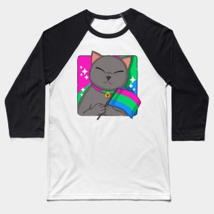 British Shorthair Cat Holding Polysexuality Pride Flag Baseball T-Shirt